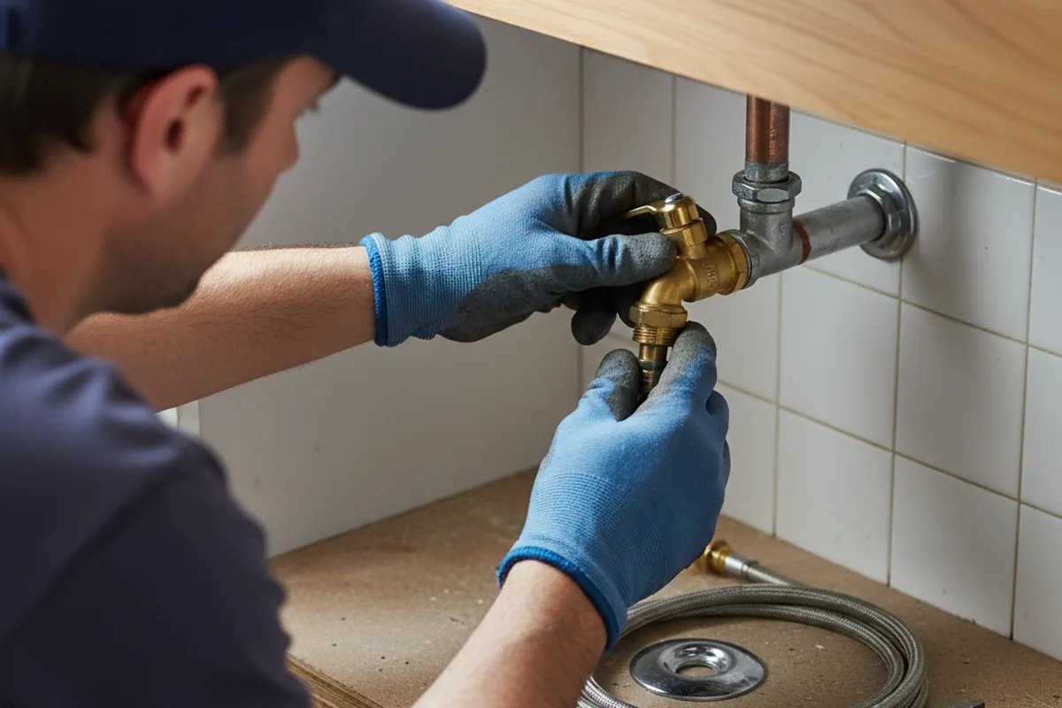 Shutoff valve and fitting work during Burst Pipe Repair in Norton